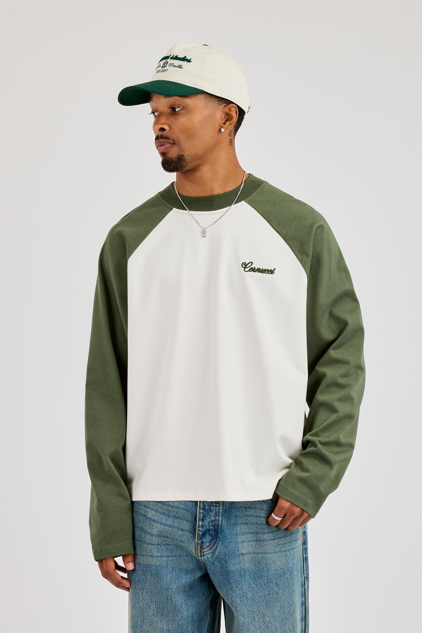 Long Sleeve Cernucci Diamonds Raglan T-Shirt - Green